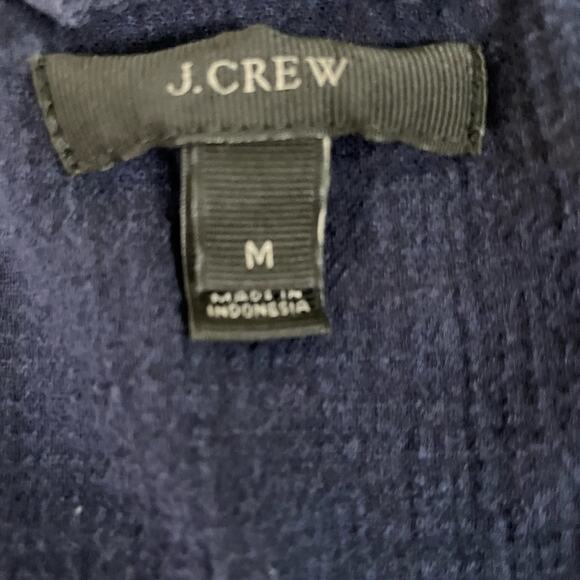 J Crew M Navy Blue Scoop Neck Sleeveless Dress Textured Cotton Cinch Waist - Picture 3 of 4